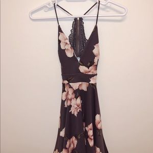 Purple dress with light pink floral pattern lace